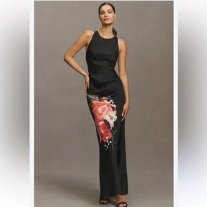 Anthropologie BHLDN Mariella High-neck Satin Maxi Dress